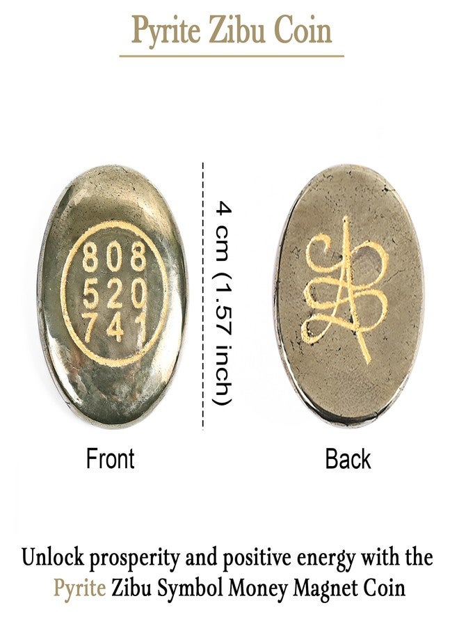 HindCraft Stone Pyrite Zibu Symbol Money Magnet Coin For Financial Growth & Abundance - Good Luck Coin For Fortune, Reiki Healing, And Vastu Home & Office Table Décor - (1 Piece),Fantasy,Golden - Image 3